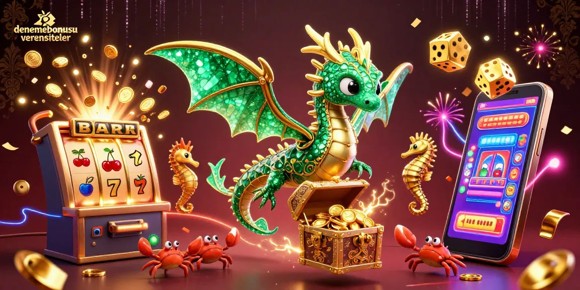Engaging 3D illustration of denemebonusuverensiteler featuring a magical sea dragon, casino elements, and treasure.