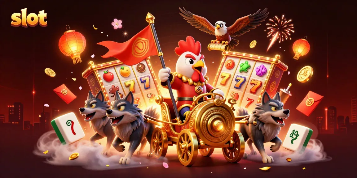 Slot yang menggiurkan mengelilingi panglima ayam di kereta emas, siap meraih jackpot besar.