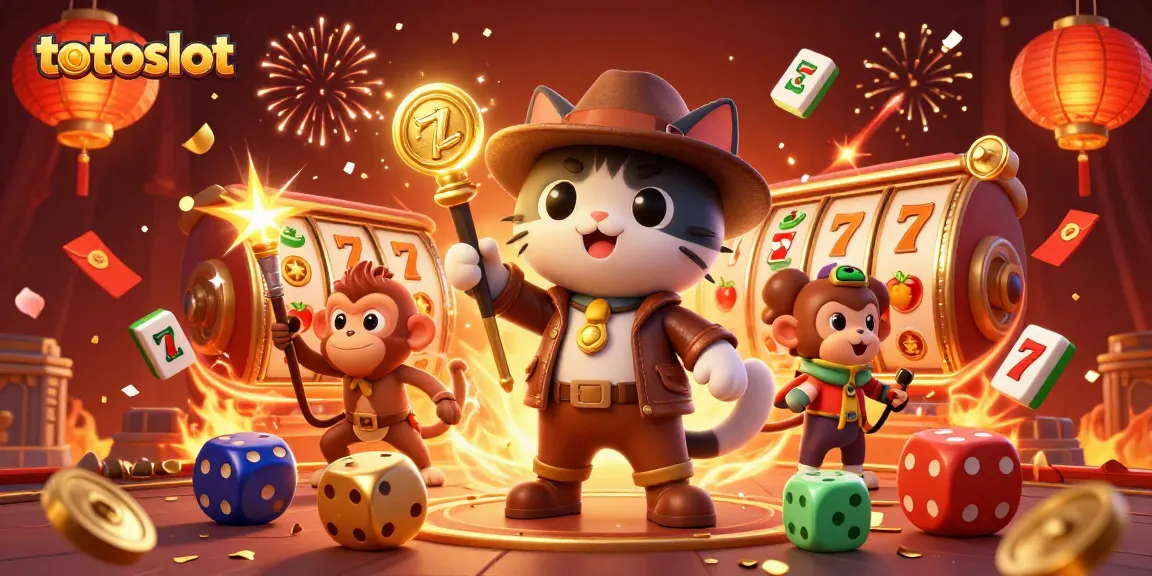 Engage with totoslot as a daring archaeologist cat uncovers treasures in a vibrant casino setting.