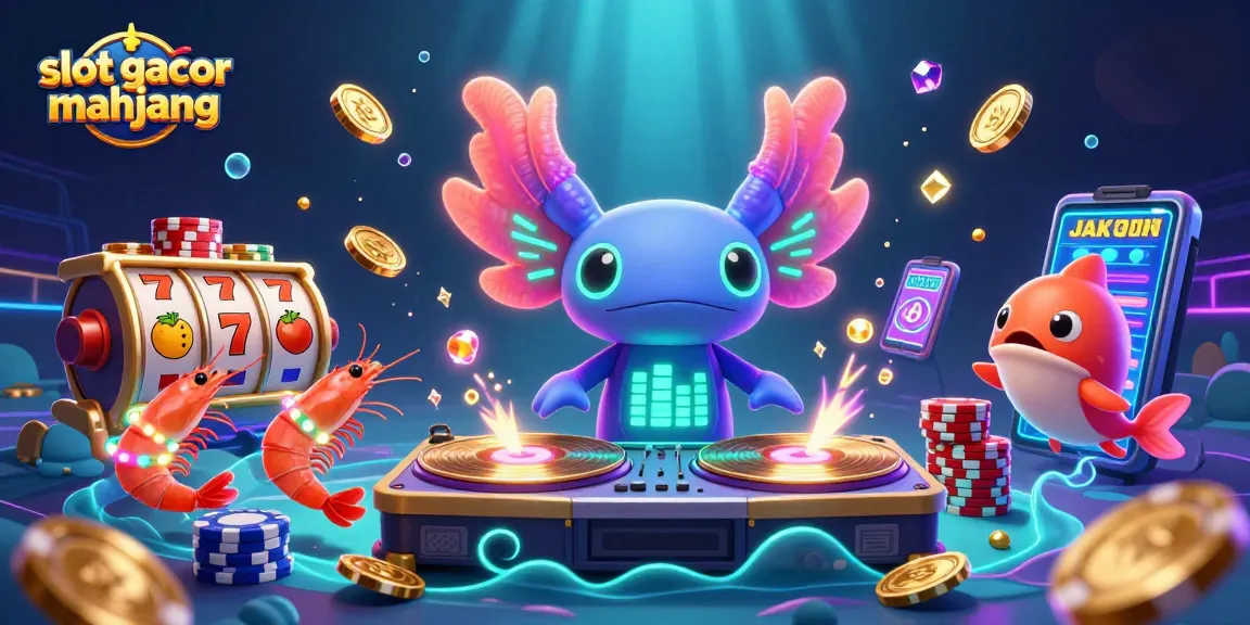 Spin the slot gacor mahjong reels with lively characters and vibrant casino elements in this dynamic scene.