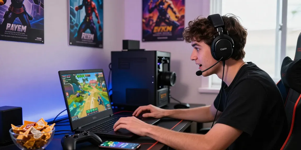 Raja Game login: A user enthusiastically engaging in online gameplay in a vibrant gaming room.