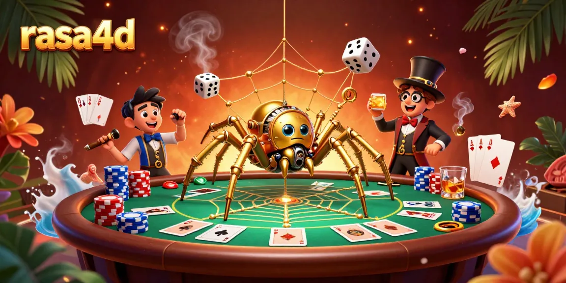 Menangkap dadu sial dalam web, ilustrasi 3D steampunk indah rasa4d.