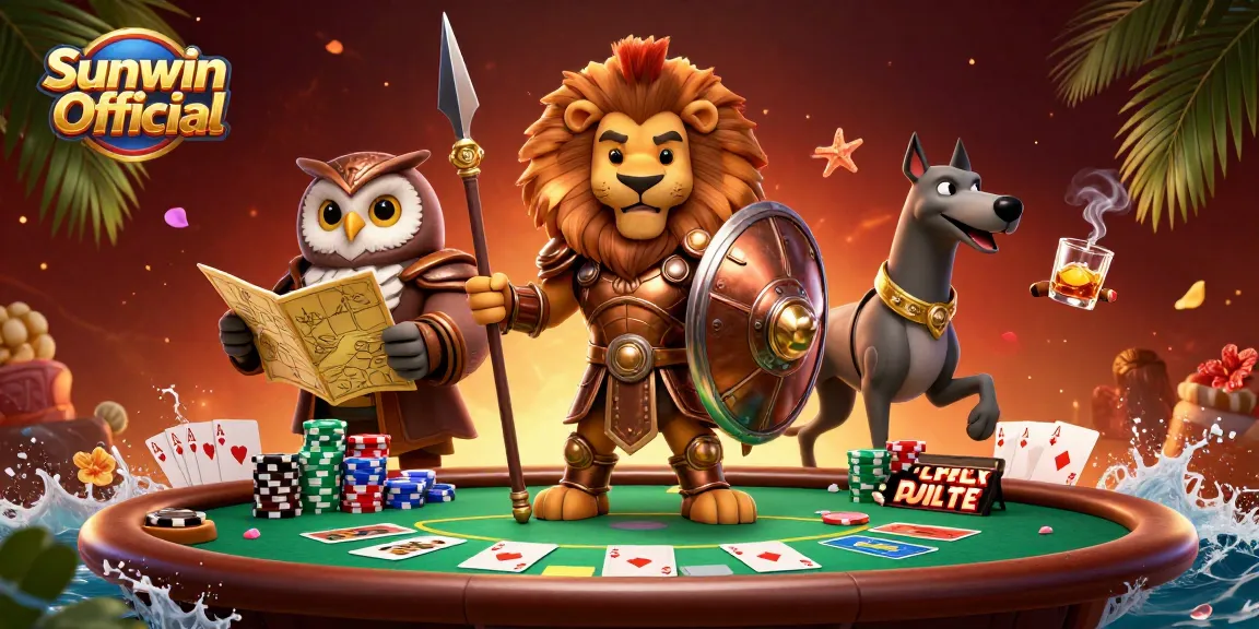 Engage with thrilling poker action at Sunwin Official with iconic characters and vibrant casino elements.