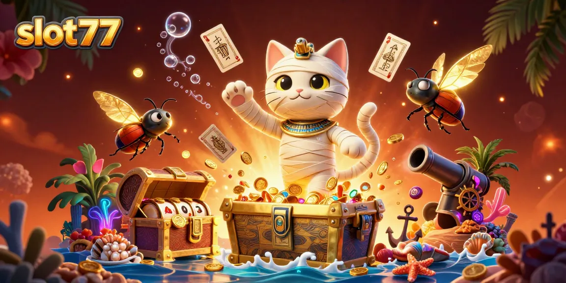 Spin slot77 and win big with electrifying slot reels and a captivating mummy character!