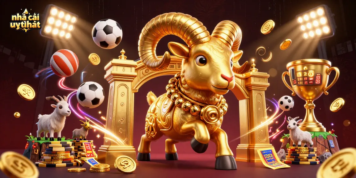 Experience the excitement of nhà cái uy tín with a vibrant casino scene featuring sports balls and golden elements.