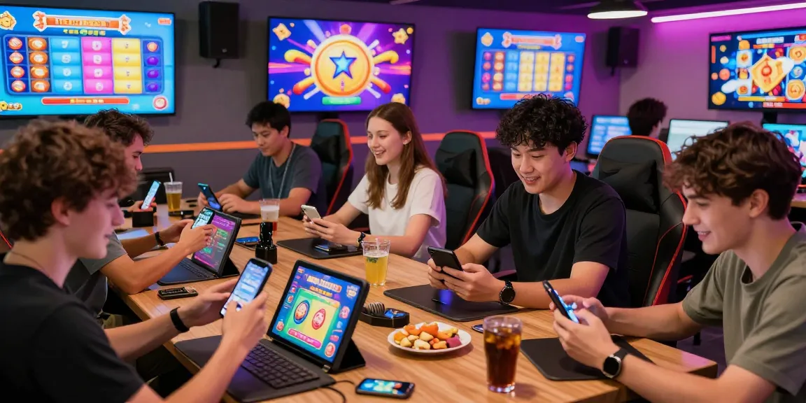 Players enjoying JaiClub games in a lively social setting, showcasing excitement and interaction.