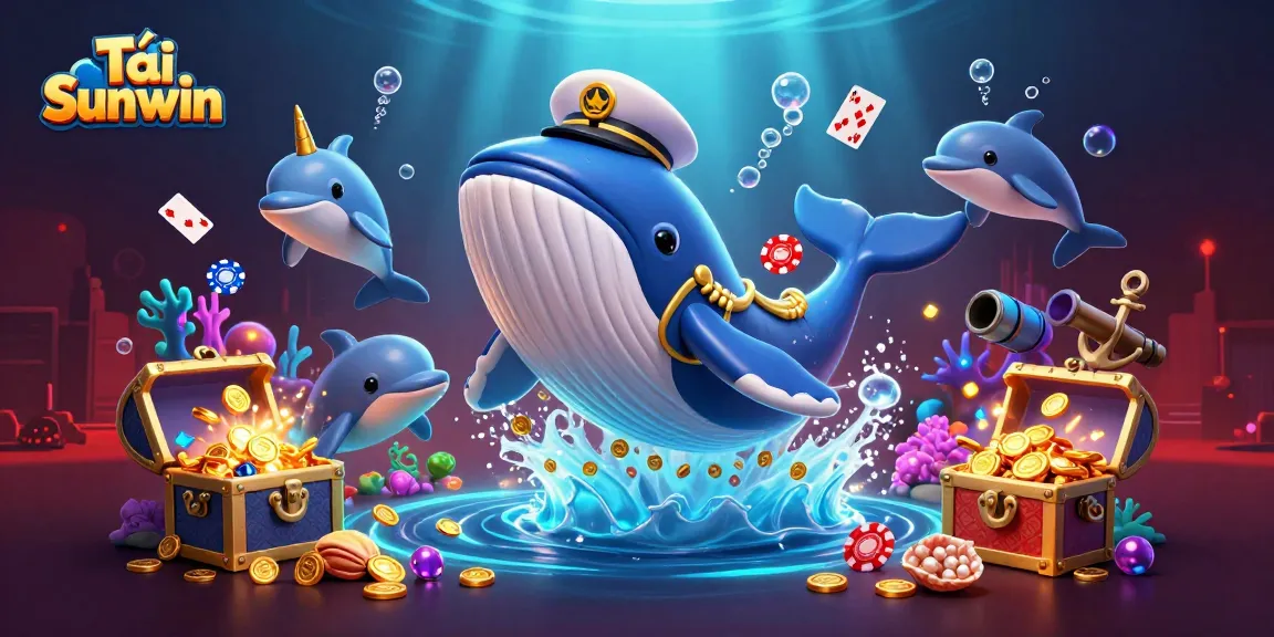Engage in exciting gameplay with Tải Sunwin as a vibrant 3D whale and friends burst through coins.