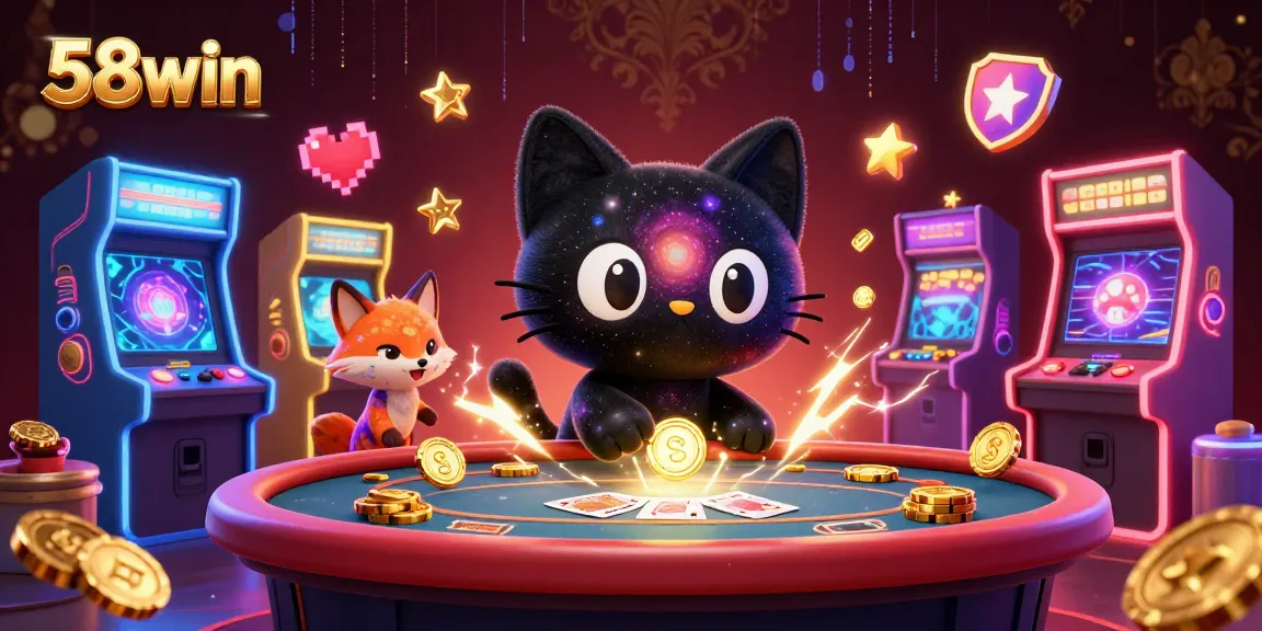 Engage in thrilling games at 58win casino with colorful arcade elements and a cosmic theme.
