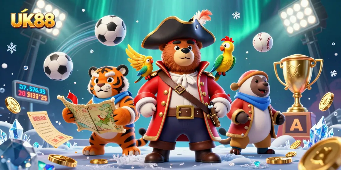 Experience UK88's thrilling adventure with pirate-themed gaming alongside vibrant sports elements.