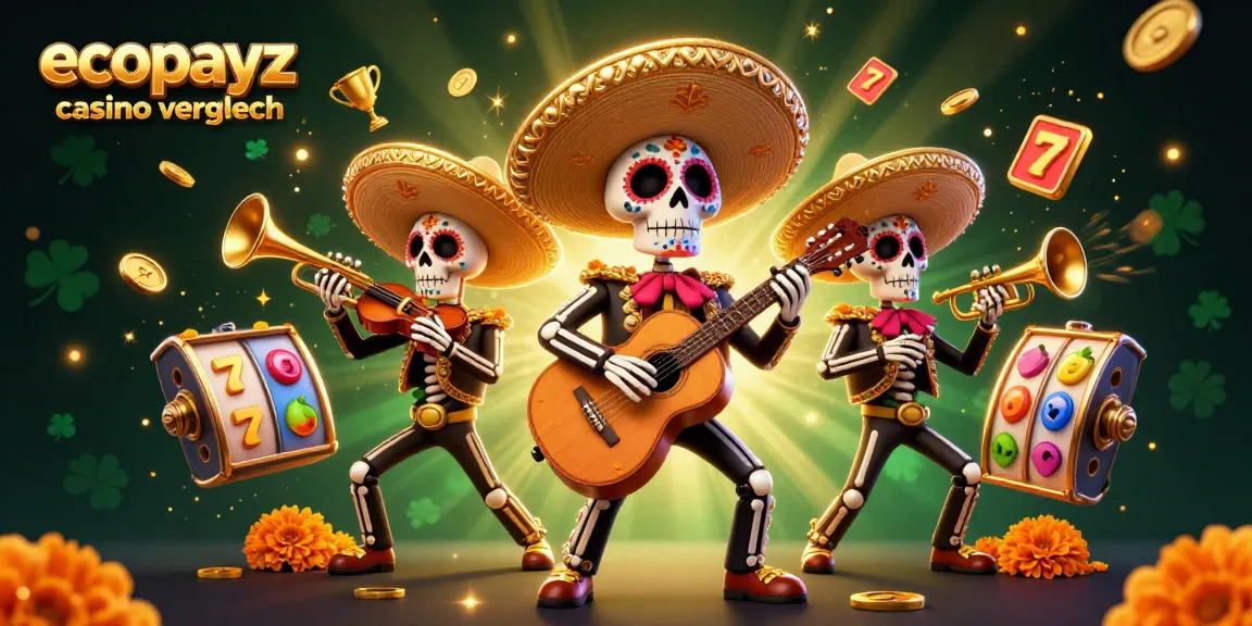 Experience the vibrant excitement of ecoPayz casino vergleich with a lively mariachi band and spinning slots.