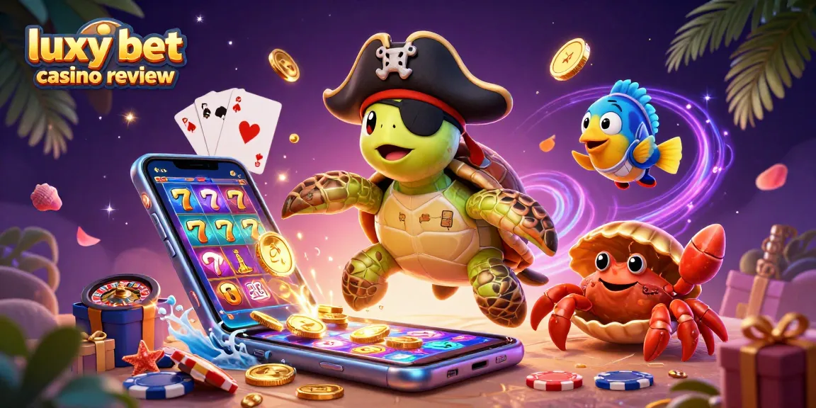 Engage in thrilling gameplay with luxy bet casino review featuring a vibrant 3D turtle and treasure scene.